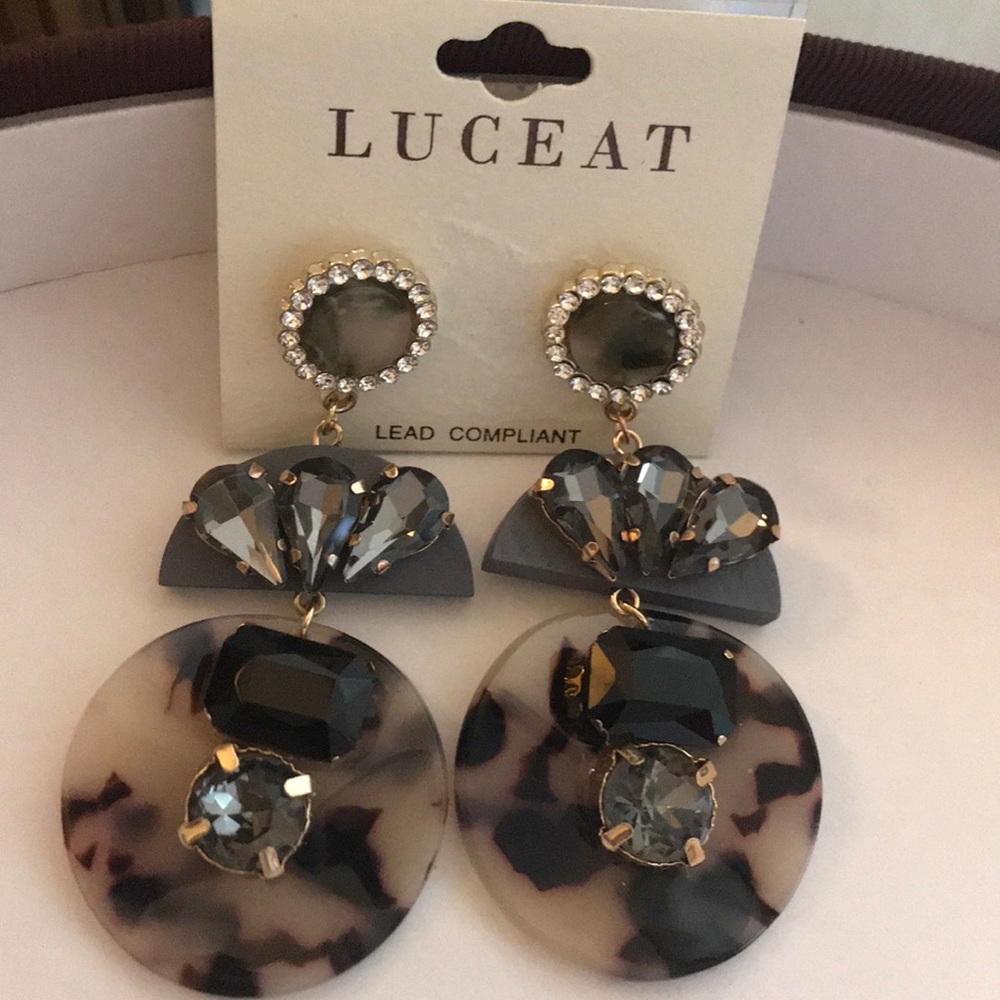 Tortoise and rhinestone earrings